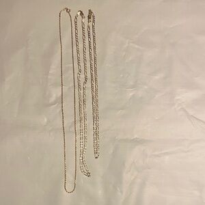 3 Classic .925 Sterling Silver Chain Necklace Collection - Women's Jewelry